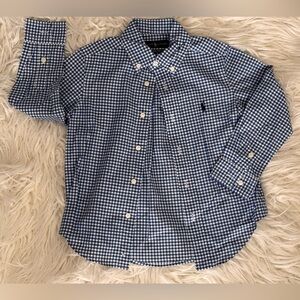 Ralph Lauren Blue and White Gingham Button Down Shirt